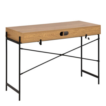 Anguson Black Sliding Door Office Desk | Oak Finish