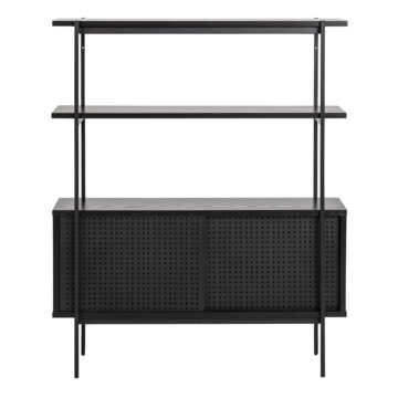 Anguson Small Bookcase with 2 Sliding Doors in Black