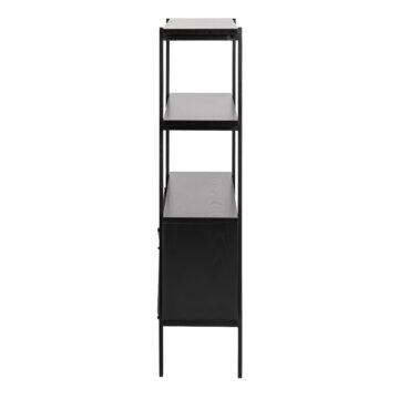 Anguson Small Bookcase with 2 Sliding Doors in Black Grey