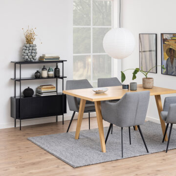 Anguson Small Bookcase with 2 Sliding Doors in Black Grey