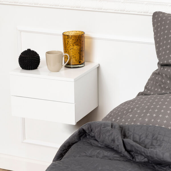 Avington Bedside Table with 2 Drawers in White | Self Assembly