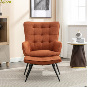 Caitlyn Accent Chair & Stool Copper