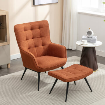 Caitlyn Accent Chair & Stool Copper – Orange