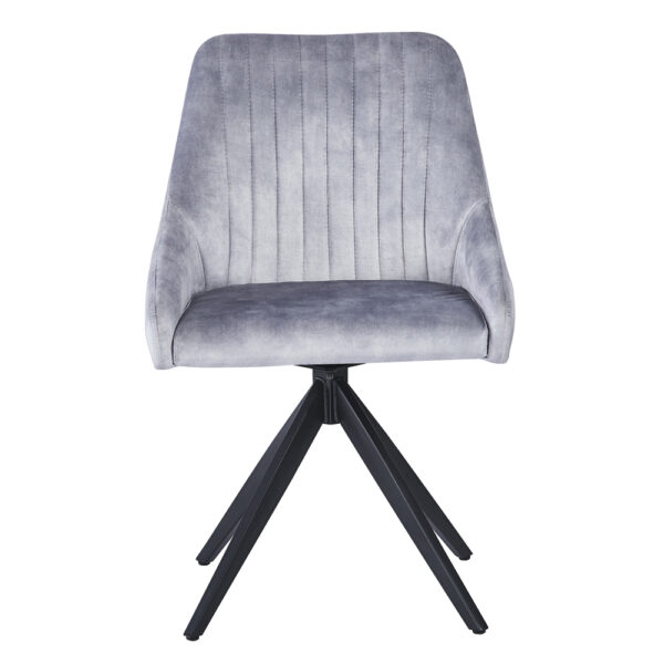 Hugo Light Grey Velvet Swivel Dining Chair - Black Legs | Self Assembly