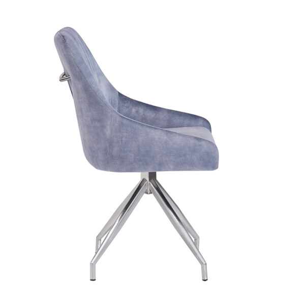 Hugo Light Grey Velvet Swivel Dining Chair - Chrome Legs | Self Assembly | Clearance
