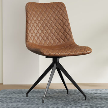 Vali Brown PU Swivel Dining Chair | Self Assembly
