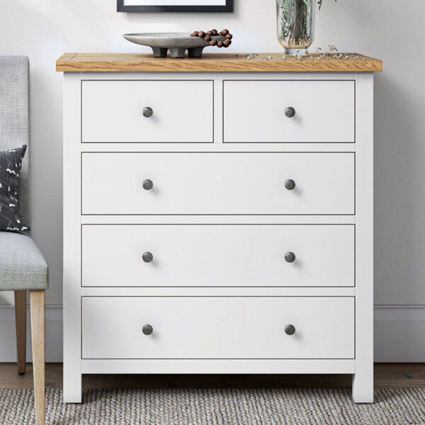 Bowness White 2 over 3 Chest of Drawers | Fully Assembled | Clearance