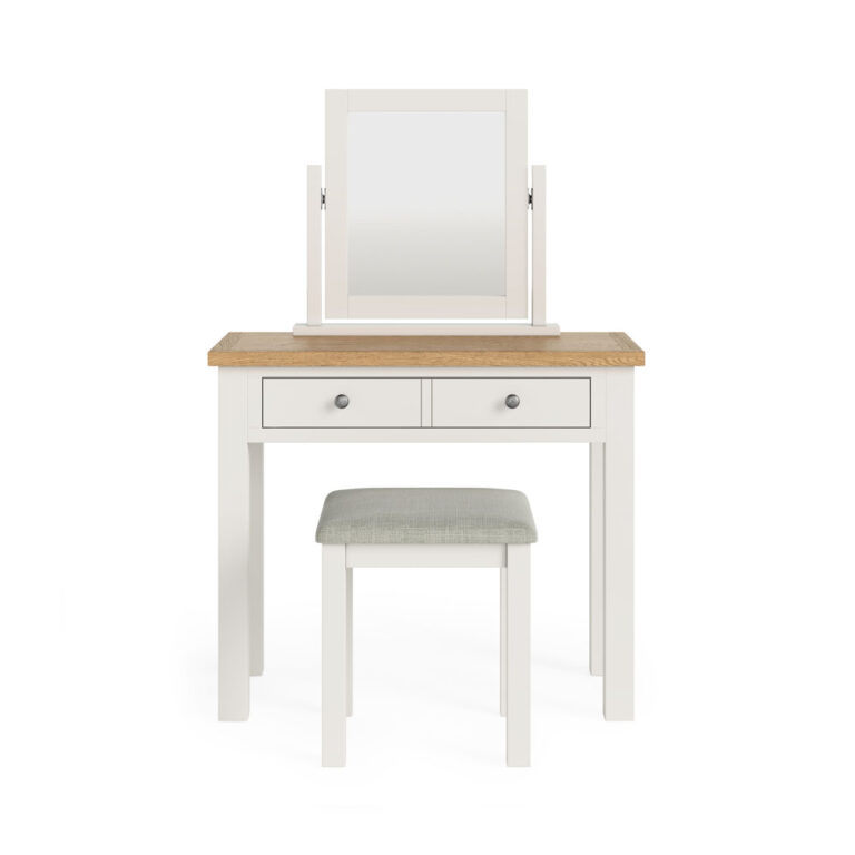 Bowness White 2 Drawer Dressing Table Set | Oak World