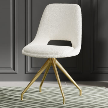 Kasper Boucle Cream Swivel Dining Chair -Gold Legs | Clearance