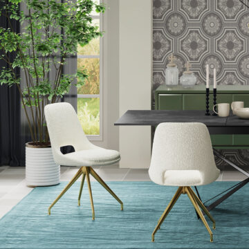 Kasper Boucle Cream Swivel Dining Chair | Gold Legs | Clearance