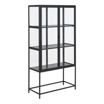 Milford 2 Glass Door Display Cabinet in Black