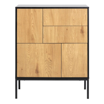 Milford 3 Door 2 Drawer Sideboard in Black & Oak
