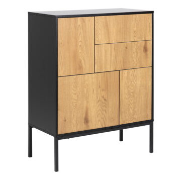 Milford 3 Door 2 Drawer Sideboard in Black & Oak