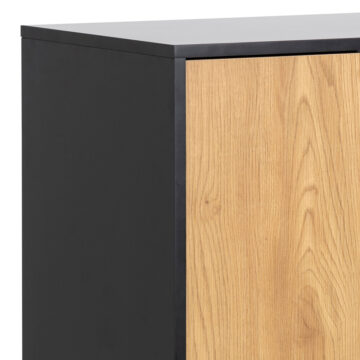 Milford Black 3 Door 2 Drawer Sideboard | Oak Finish