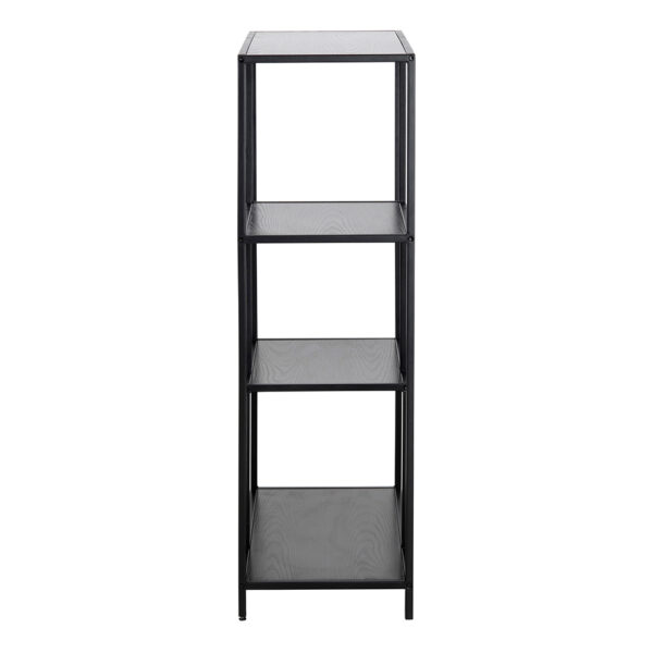 Milford Black Metal Asymmetrical Bookcase with 3 Black Shelves | Self Assembly
