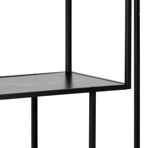 Milford Black Metal Asymmetrical Bookcase with 3 Black Shelves | Self Assembly