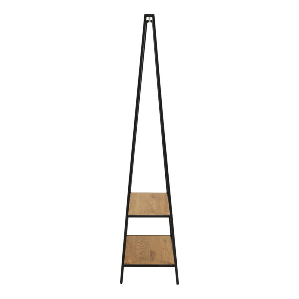 Milford Black Metal Clothes Rack with 2 Oak Shelves | Self Assembly