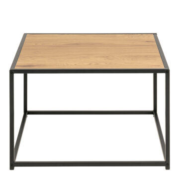 Milford Black Metal Coffee Table with Oak Top