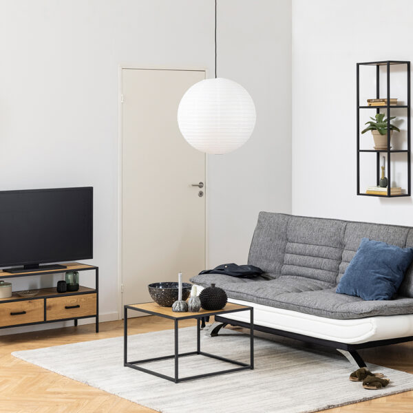 Milford Black Metal Coffee Table with Oak Top | Self Assembly