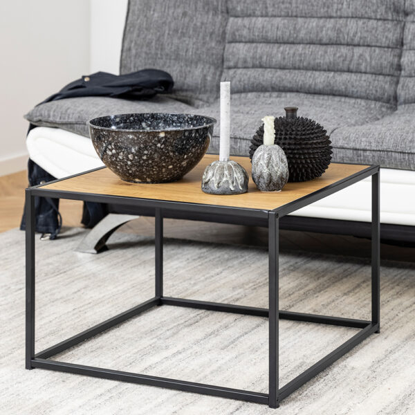Milford Black Metal Coffee Table with Oak Top | Self Assembly