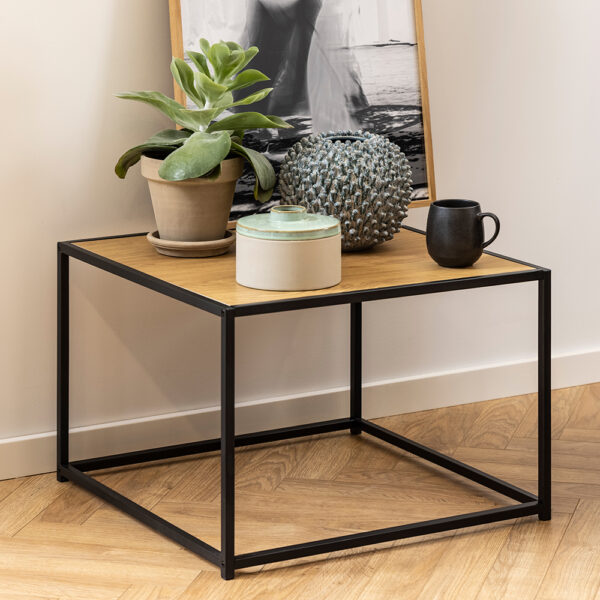 Milford Black Metal Coffee Table with Oak Top | Self Assembly