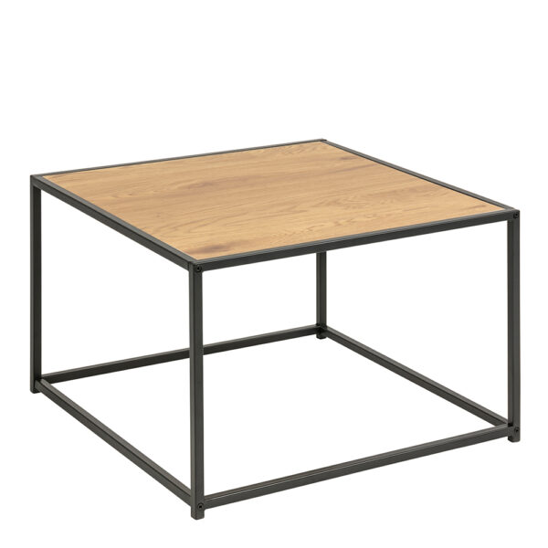 Milford Black Metal Coffee Table with Oak Top