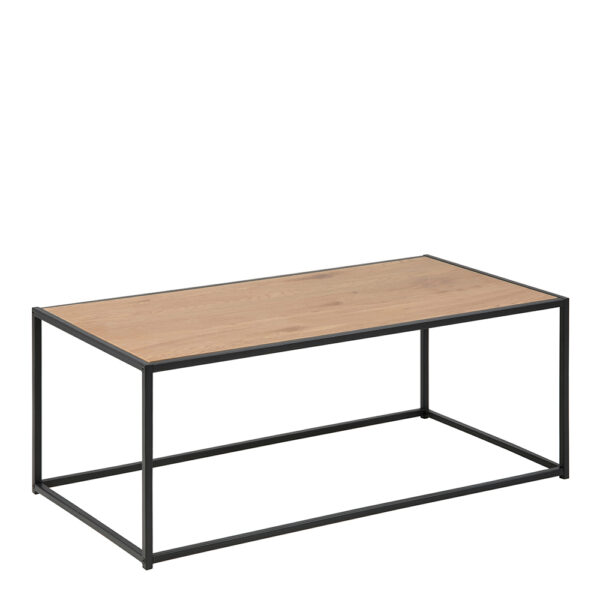 Milford Black Metal Coffee Table with Oak Top