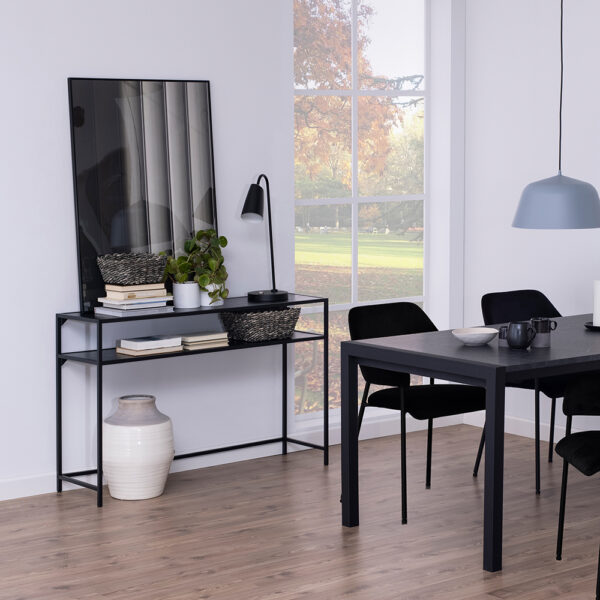 Milford Black Metal Console Table With Black Top | Self Assembly