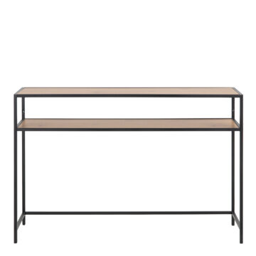 Milford Black Metal Console Table With Oak Top