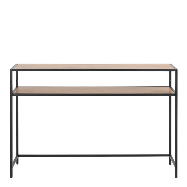 Milford Black Metal Console Table With Oak Top
