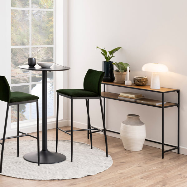 Milford Black Metal Console Table With Oak Top | Self Assembly