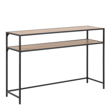 Milford Black Metal Console Table With Oak Top