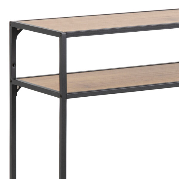Milford Black Metal Console Table With Oak Top | Self Assembly