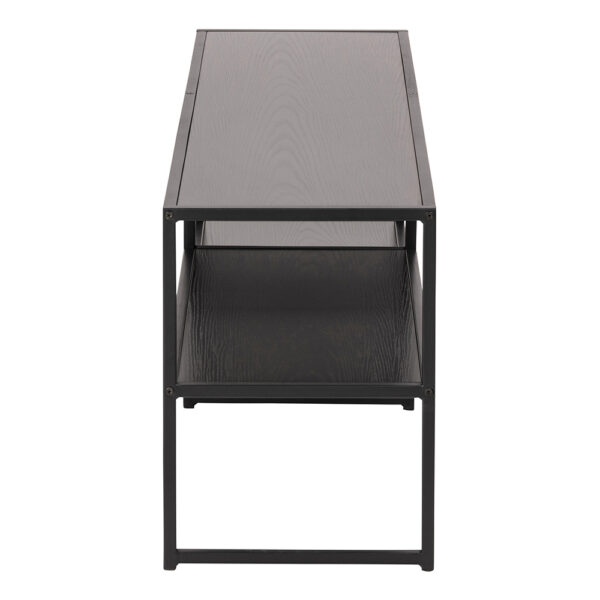Milford Black Metal Open TV Unit with 3 Black Shelves | Self Assembly