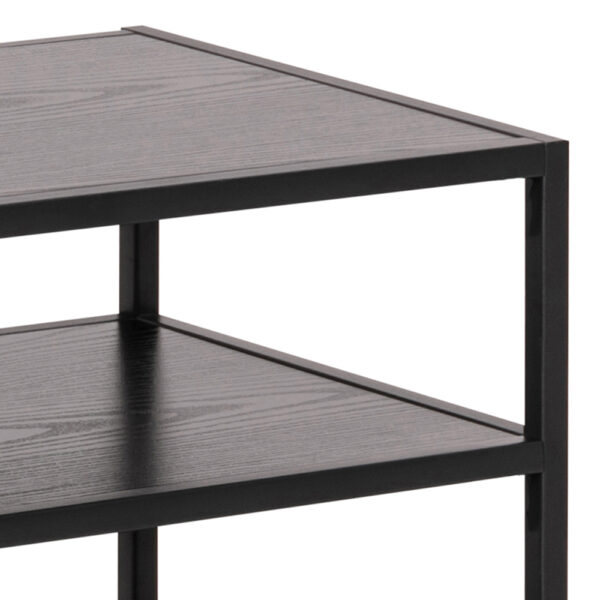 Milford Black Metal Open TV Unit with 3 Black Shelves | Self Assembly