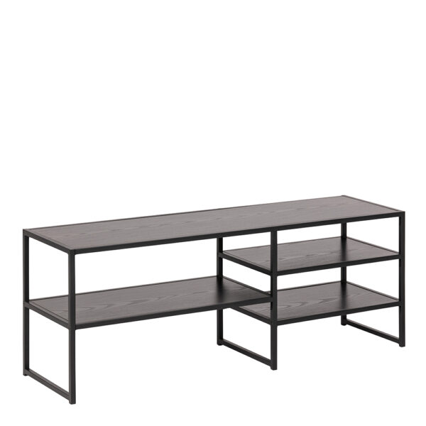 Milford Black Metal Open TV Unit with 3 Black Shelves