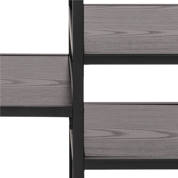 Milford Black Metal Open TV Unit with 3 Black Shelves | Self Assembly
