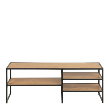 Milford Black Metal Open TV Unit with 3 Oak Shelves