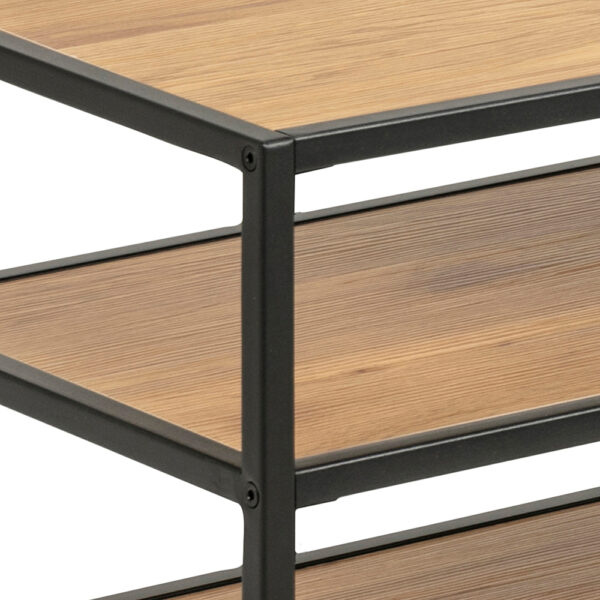 Milford Black Metal Open TV Unit with 3 Oak Shelves | Self Assembly