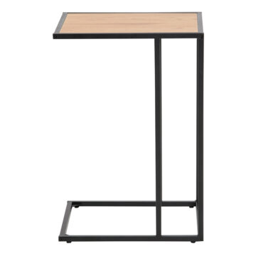 Milford Black Metal Side Table with Oak Top