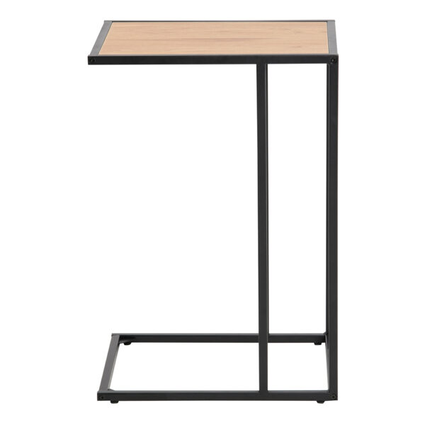 Milford Black Metal Side Table with Oak Top