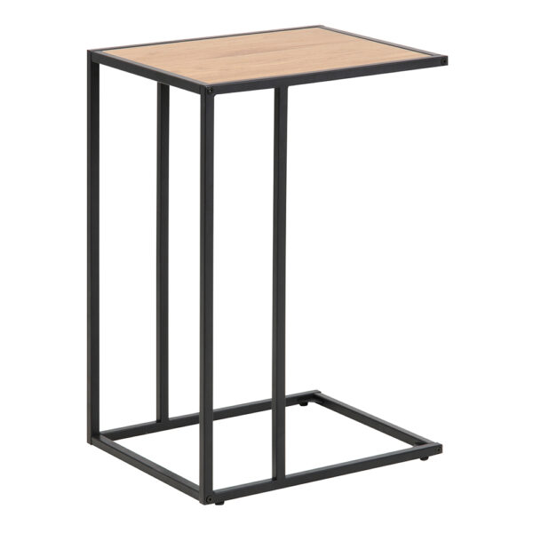 Milford Black Metal Side Table with Oak Top | Self Assembly