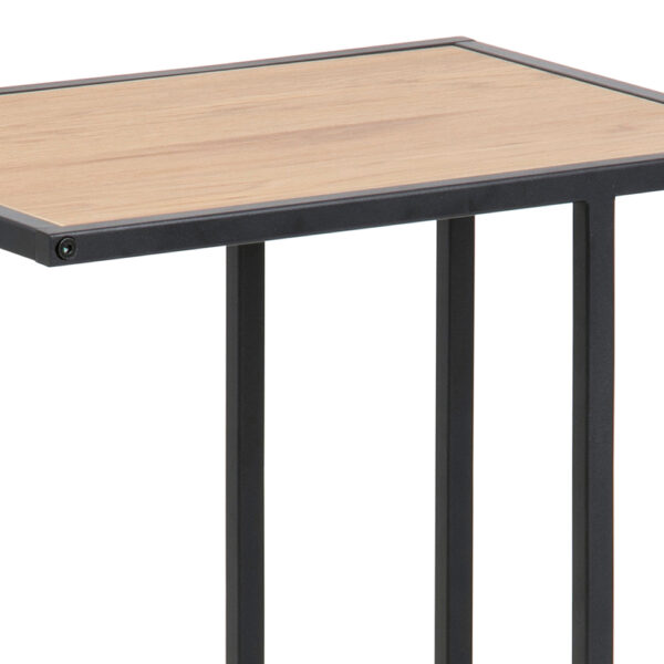 Milford Black Metal Side Table with Oak Top | Self Assembly