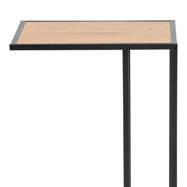 Milford Black Metal Side Table with Oak Top | Self Assembly