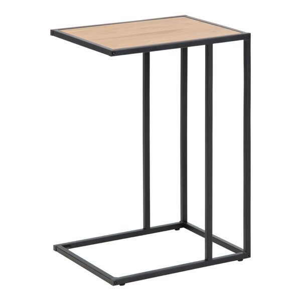 Milford Black Metal Side Table with Oak Top