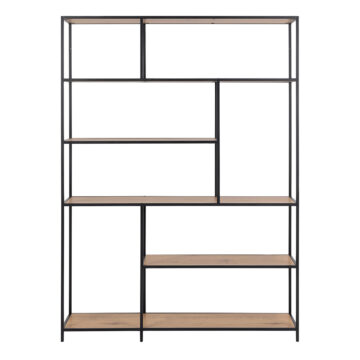 Milford  Bookcase with 1 Drawer and 5 Shelves in Black and Oak