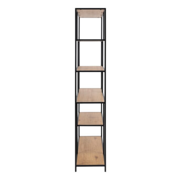 Milford  Bookcase with 1 Drawer and 5 Shelves in Black and Oak