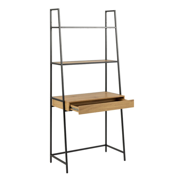 Milford Bookcase with 1 Drawer in Black and Oak | Self Assembly