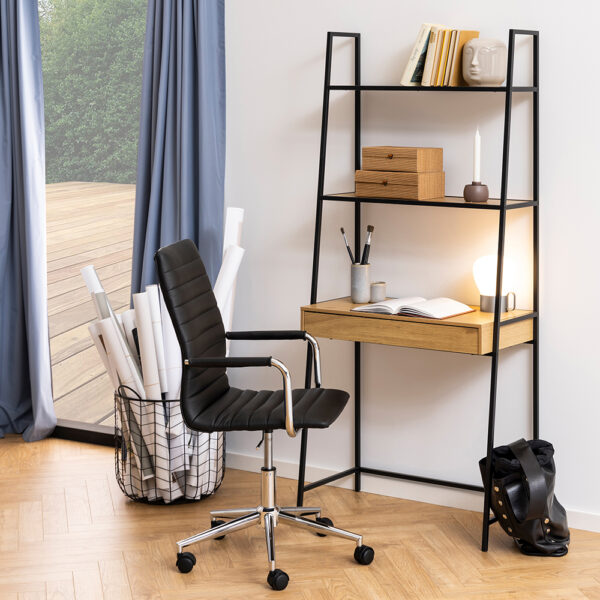 Milford Bookcase with 1 Drawer in Black and Oak | Self Assembly