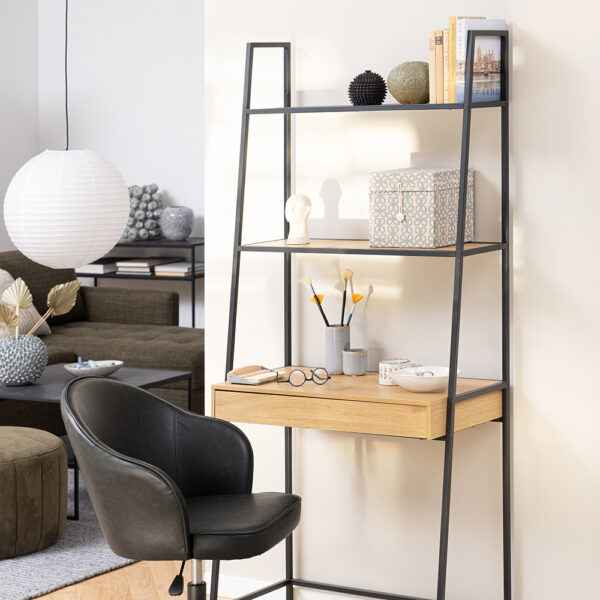 Milford Bookcase with 1 Drawer in Black and Oak | Self Assembly